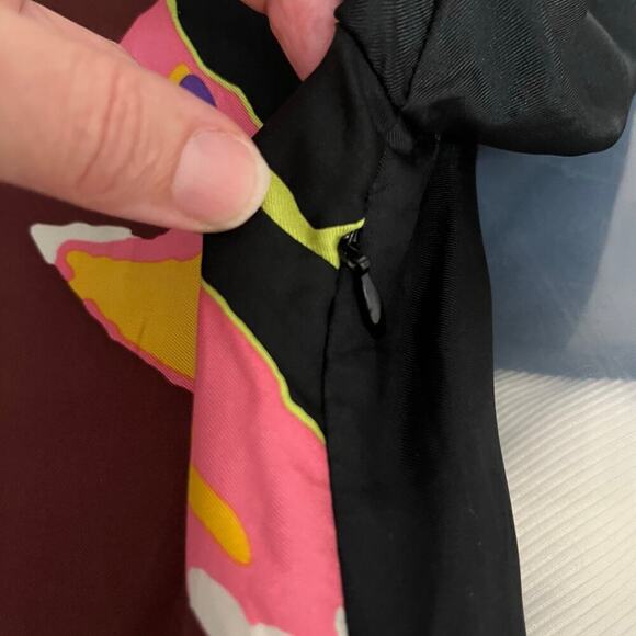 Tibi Black & Colorful Abstract Mini Shift Dress 100% Silk Size 10 - Picture 5 of 9